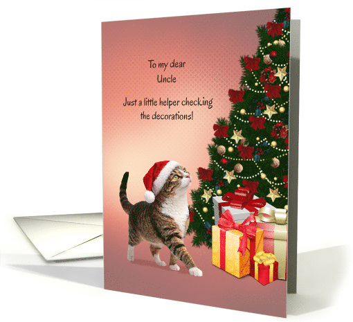 Uncle Cat in a Christmas Hat and Christmas Tree card (1970514)