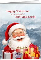 Aunt and Uncle Christmas with Santa and Presents card