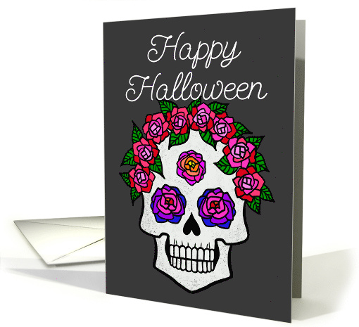 Happy Halloween Skull with Roses card (1947190)