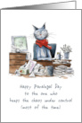Paralegal Day from Group Funny Woman Cat at Desk with Papers card