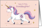 Granddaughter Sixth Birthday Cute Unicorn Pink and Purple card