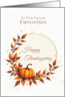 Employees Thanksgiving Appreciation Modern Pumpkin and Leaves card