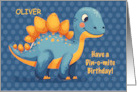 Little Boy Custom Name Birthday Dinosaur Dinomite with Polka Dots card