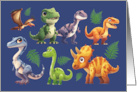 Little Boy Birthday Variety of Dinosaurs on Blue Background card