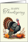 General Thanksgiving Warm Wishes with Digital Gilded Turkey card
