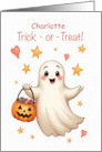 Halloween Custom Name Boo tiful Girl Trick or Treat with Cute Ghost card
