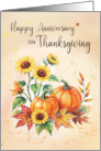 Anniversary on Thanksgiving Sunflowers and Pumpkins card