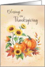 Blessings Religious Thanksgiving Sunflowers and Pumpkins card