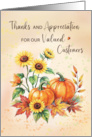 Business Customer Appreciation Thanksgiving Sunflowers and Pumpkins card
