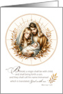 Religious Christmas Scripture in Golden Light Circle with Holy Family card