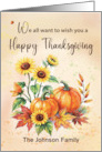 Custom Name From All of Us Thanksgiving Sunflowers and Pumpkins card