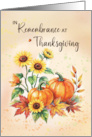In Remembrance at Thanksgiving Sunflowers and Pumpkins card
