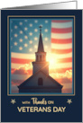 Veterans Day Religious With Thanks Church Steeple and Flag card