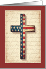 Veterans Day Religious Cross with Faith Honor Freedom Background card