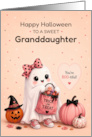 Granddaughter Halloween Cute Ghost Trick or Treating card