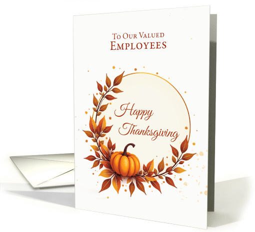 Employees Thanksgiving Appreciation Modern Pumpkin and Leaves card