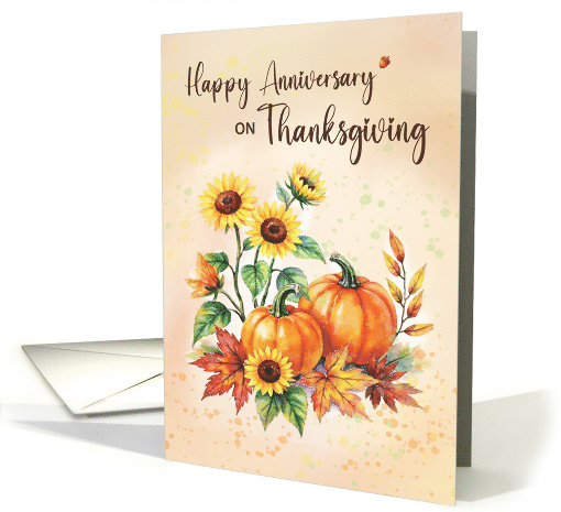Anniversary on Thanksgiving Sunflowers and Pumpkins card (1949748)