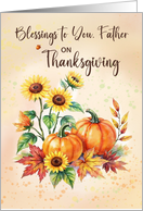 Catholic Priest Blessings on Thanksgiving Sunflowers and Pumpkins card