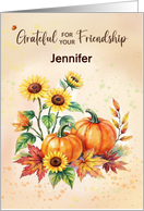 Custom Name Friend on Thanksgiving Sunflowers and Pumpkins