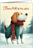 Dog Walker Christmas Thank You with Beagle in Red Scarf card