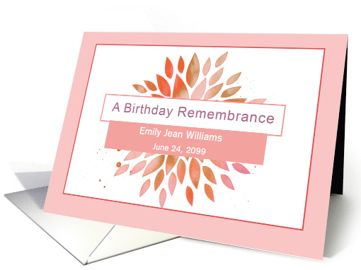 In Remembrance Birthday Pink Celebration Watercolor Flower card
