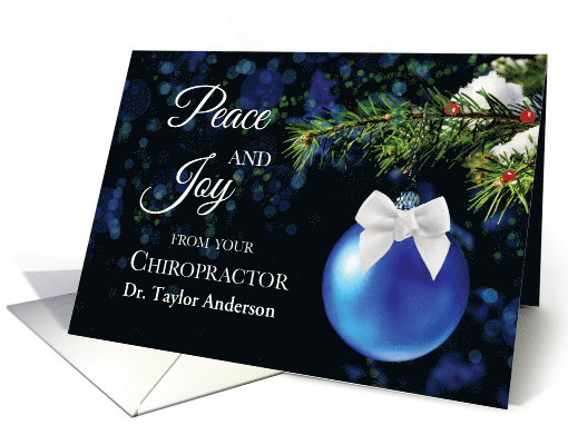 From Chiropractor Christmas Custom Name Blue Ornament on Bough card