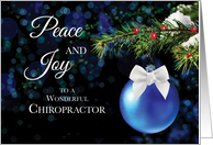 To Chiropractor Holiday Greetings Blue Ornament on Bough