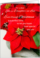 Son and Daughter in Law Christmas Poinsettia Seasons Greetings card