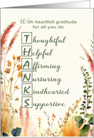 RBT Therapist Thank You Floral THANKS Acrostic