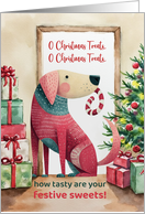 Funny Dog Happy Holidays O Christmas Treats with Candy Cane card