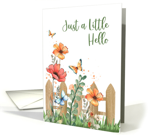 Thinking of You Spring Hello Watercolor Flowers with Butterfly card