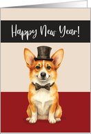 New Year Humor Corgi in Top Hat