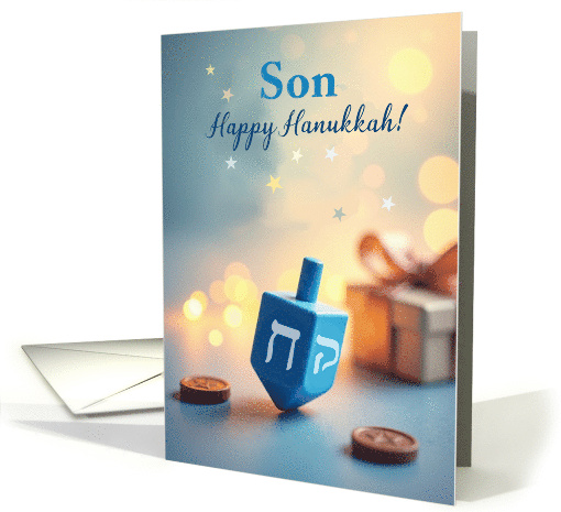 Son Happy Hanukkah Dreidel with Soft Glowing Light card (1955974)