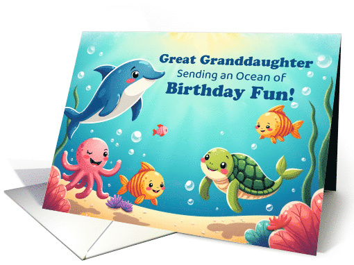 Great Granddaughter Birthday Cute Ocean Fish Underwater Scene card