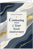 Custom Name Employee Five Year Work Anniversary Elegant Design card
