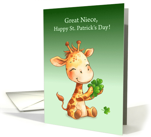 Great Niece St Patricks Day Cute Giraffe with Shamrocks card (1962134)