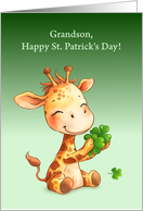 Grandson St Patricks Day Cute Giraffe with Shamrocks