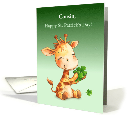 Custom Relationship St Patricks Day Cute Giraffe with Shamrocks card