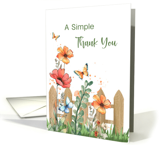 Thank You Thoughtfulness and Kindness Flowers and Butterflies card