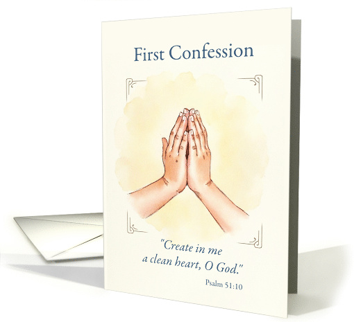 Boy First Confession Religious Praying Hands Watercolor card (1965570)