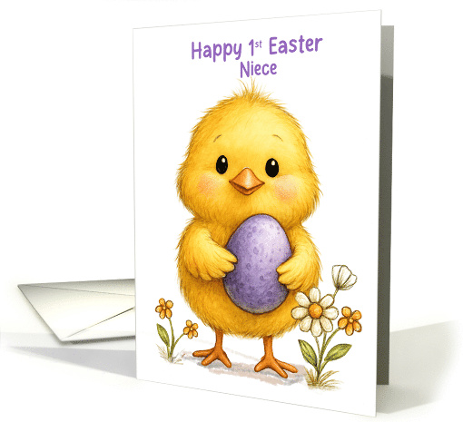 Niece First Easter Cute Chick with Purple Egg card (1965686)