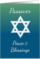 Passover Peace and Blessings Star of David on Green and Blue