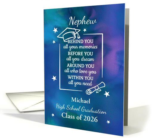 Nephew High School Graduation Custom Name and Year Class of 2026 card