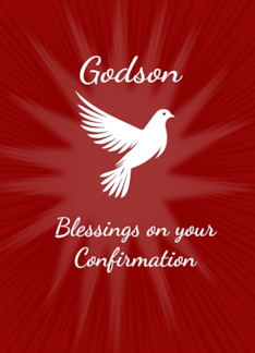 Godson Confirmation Religious Red Dove Rays Design