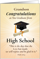 Grandson Religious High School Graduation Scripture Congratulations card