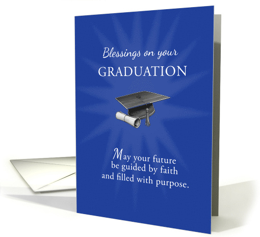 Religious Graduation Blessings Navy Cap and Diploma card (1970084)