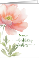 Personalize Birthday Wishes For Her Elegant Watercolor Flower