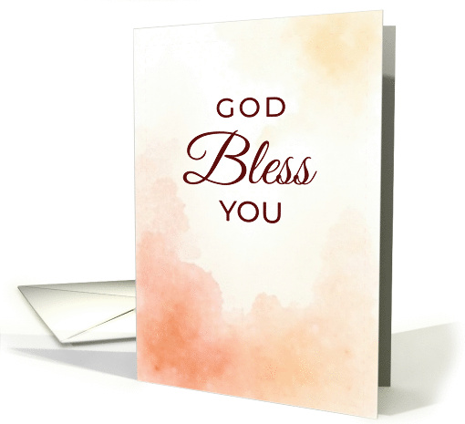 God Bless You Warm Peach Watercolor Wash Design card (1972966)