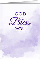 God Bless You Warm Lavender Watercolor Wash Design card