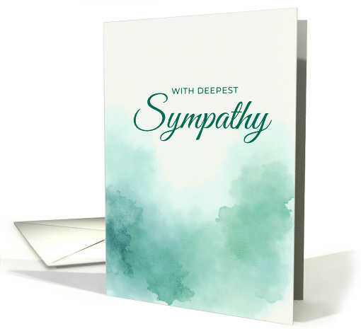 With Deepest Sympathy Soft Sage Green Watercolor Wash Design card